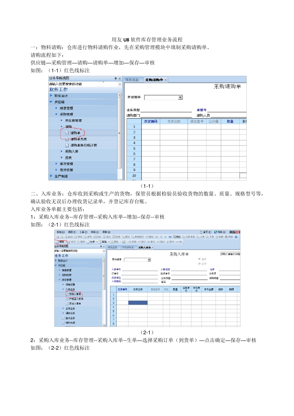 用友U8软件库存管理业务流程_第1页