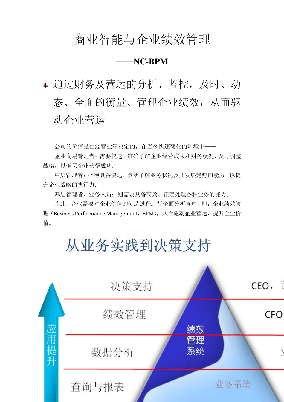 用友商业智能与企业绩效管理_解决方案_第1页