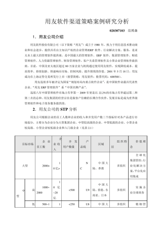 用友渠道案例分析
