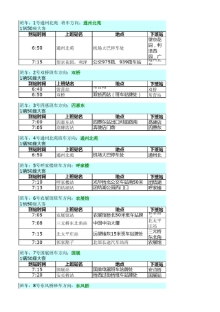 用友软件园班车表