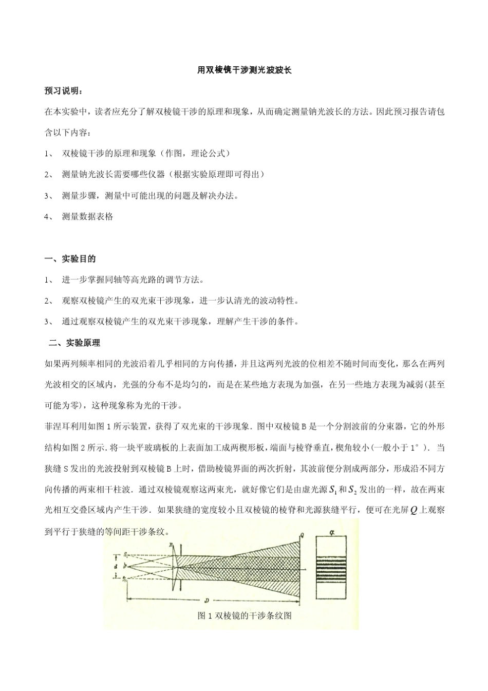 用双棱镜干涉测光波波长_第1页