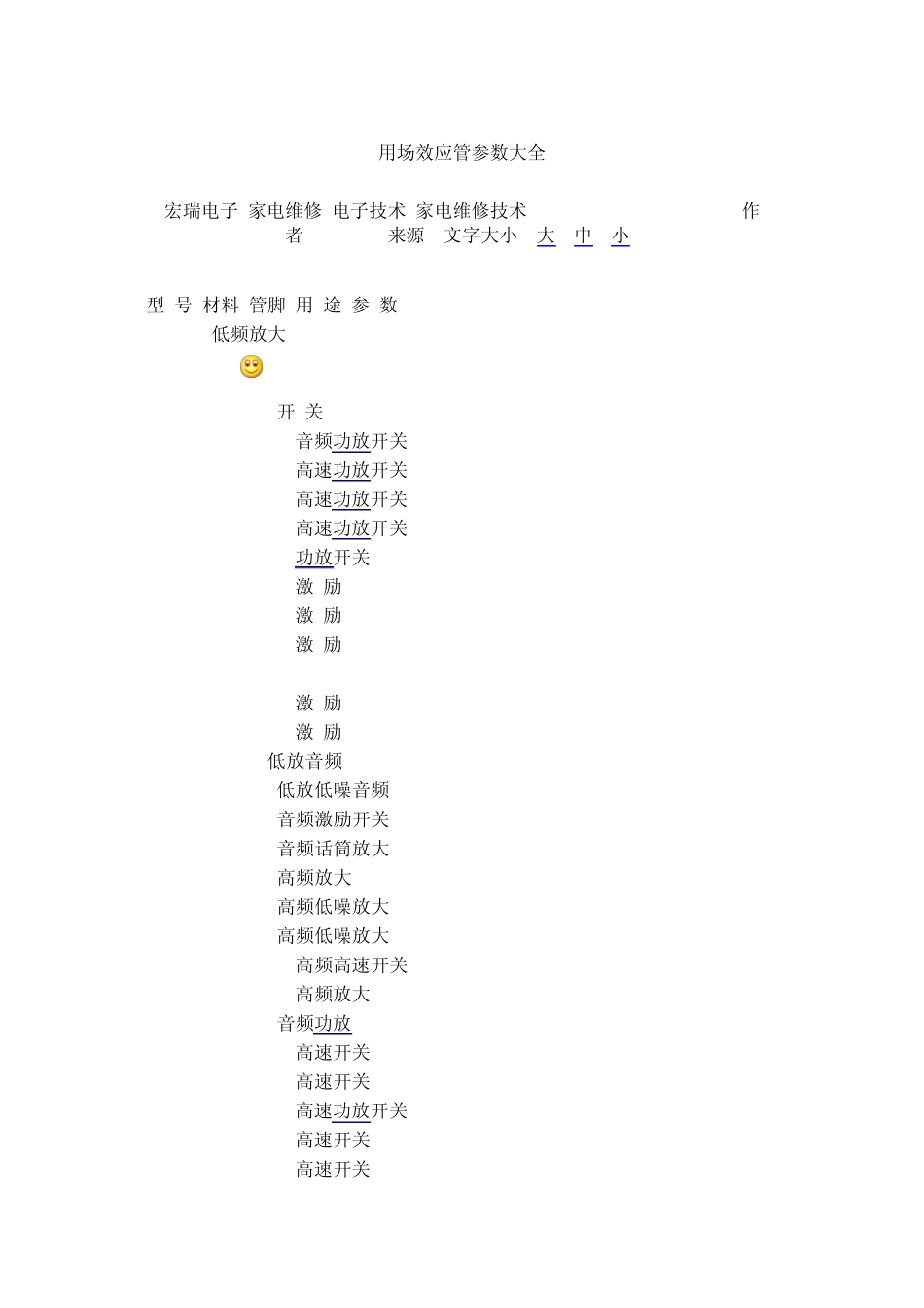 用场效应管参数大全_第1页