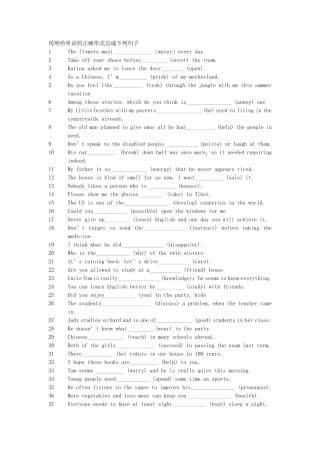 用所给词的适当形式填空有答案