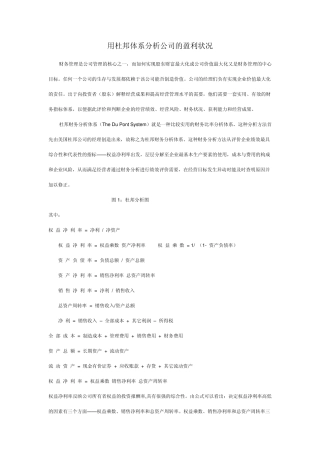 用杜邦体系分析公司的盈利状况