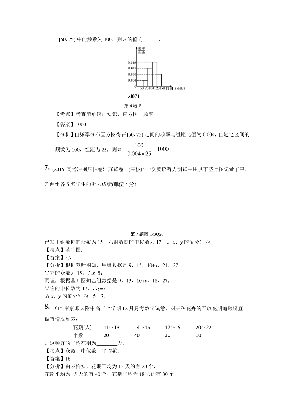 用样本估计总体(频率分布直方图、平均数、方差等)_第3页