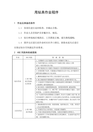 甩钻具作业程序