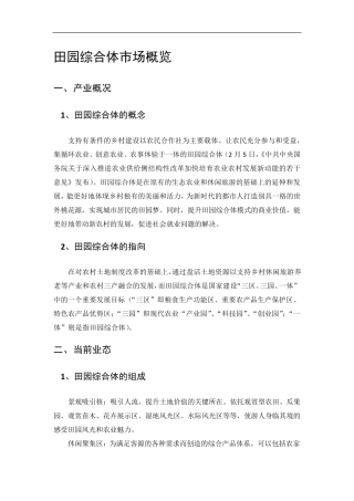 田园综合体市场概览