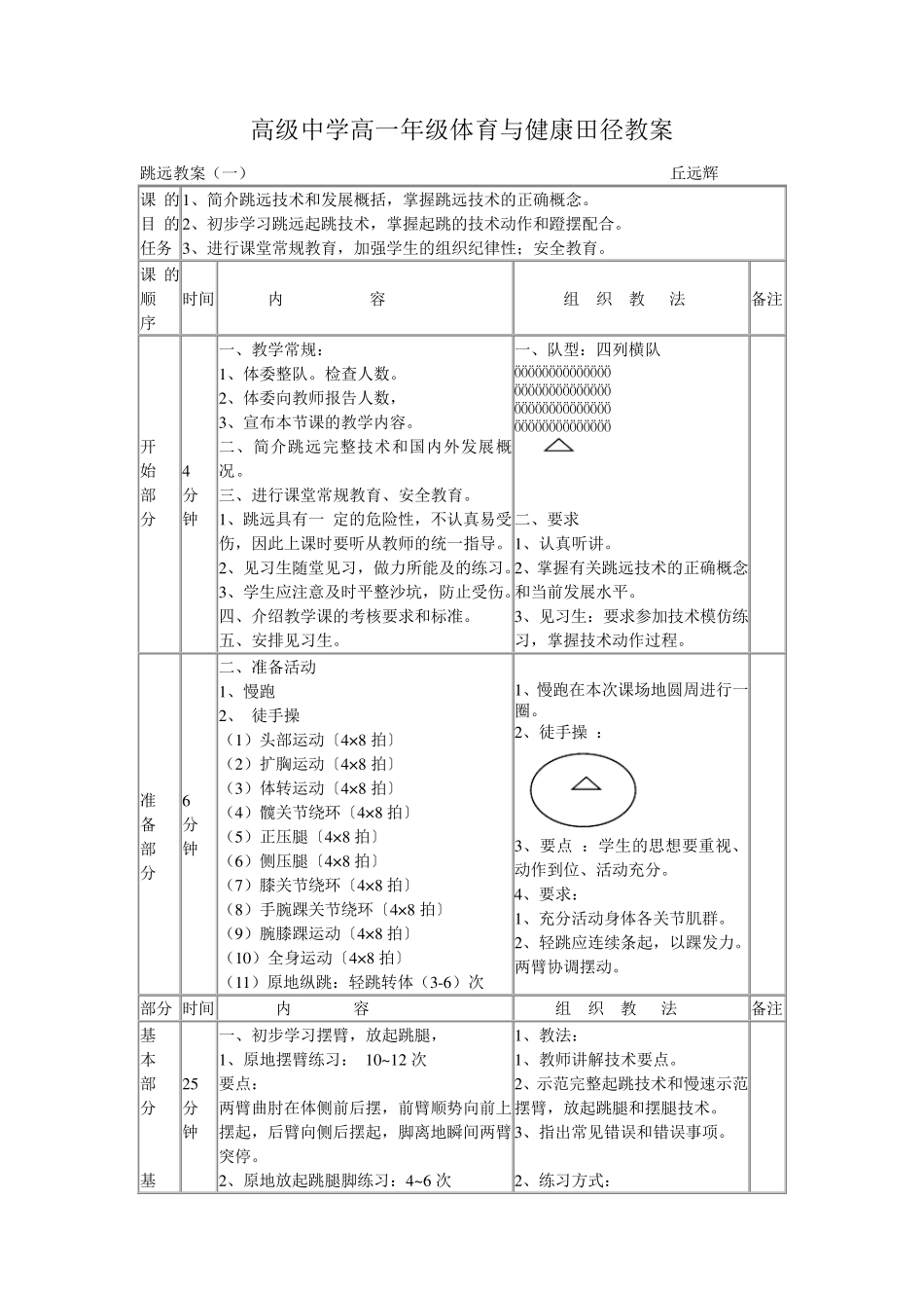田径跳远教案(高一体育)_第1页