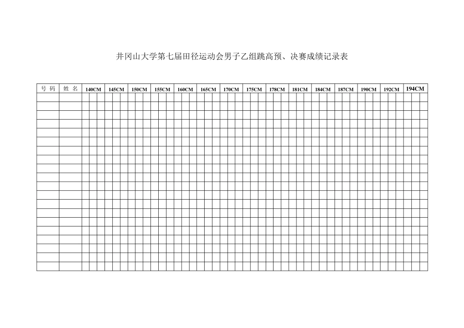 田径运动会跳高项目成绩记录表_第3页