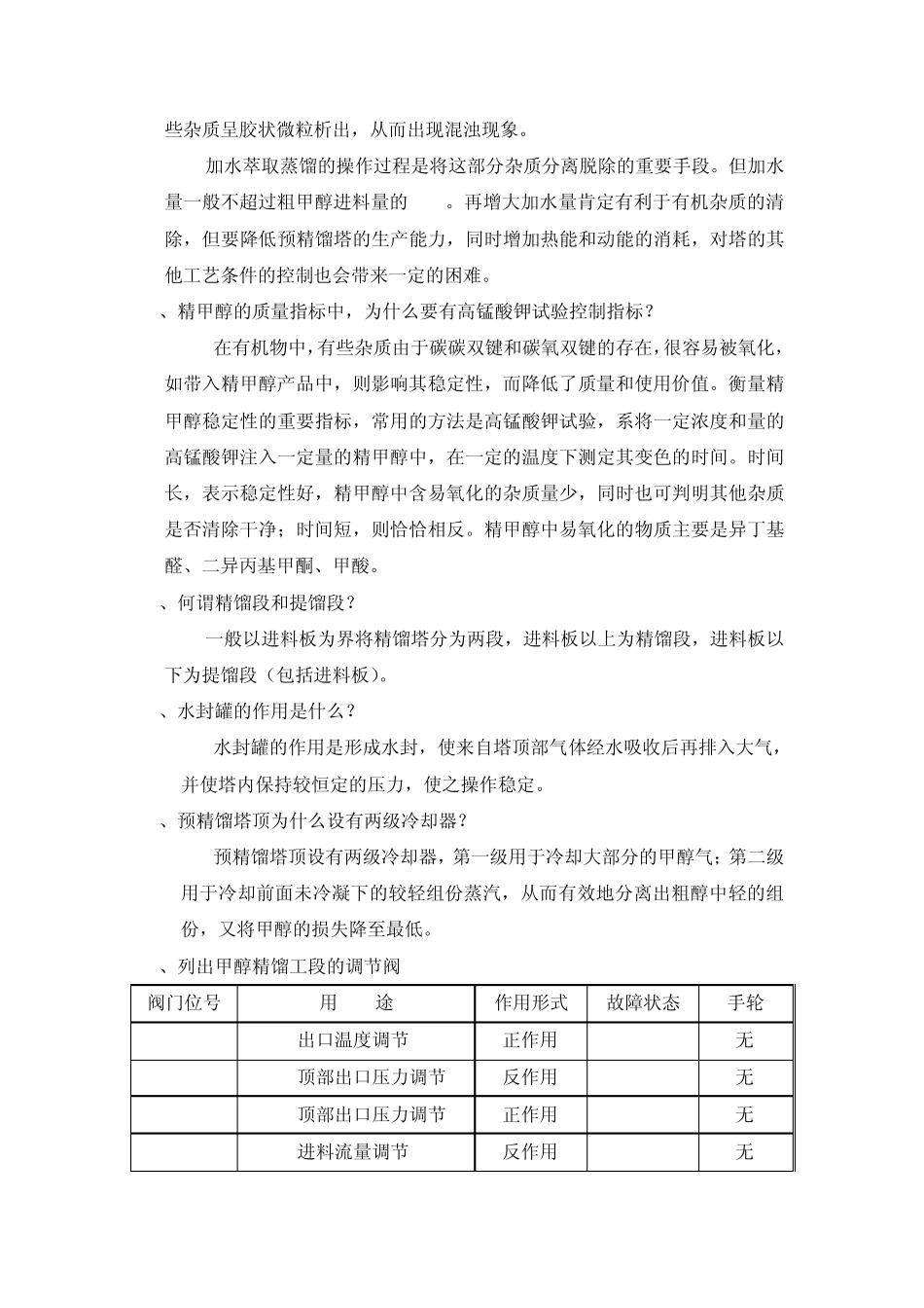 甲醇精馏操作知识问答_第3页