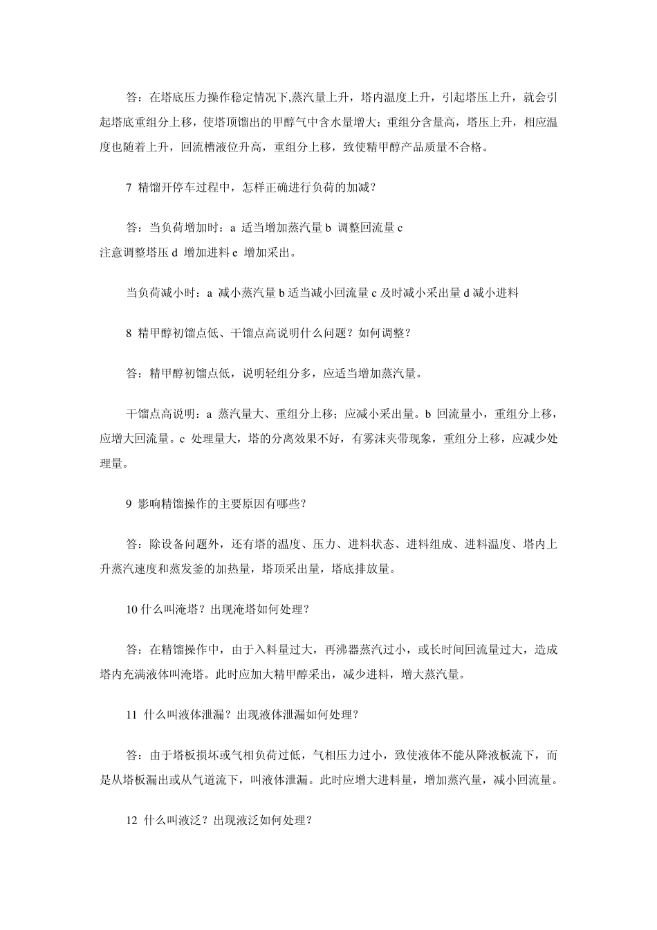 甲醇精馏知识问答_第2页