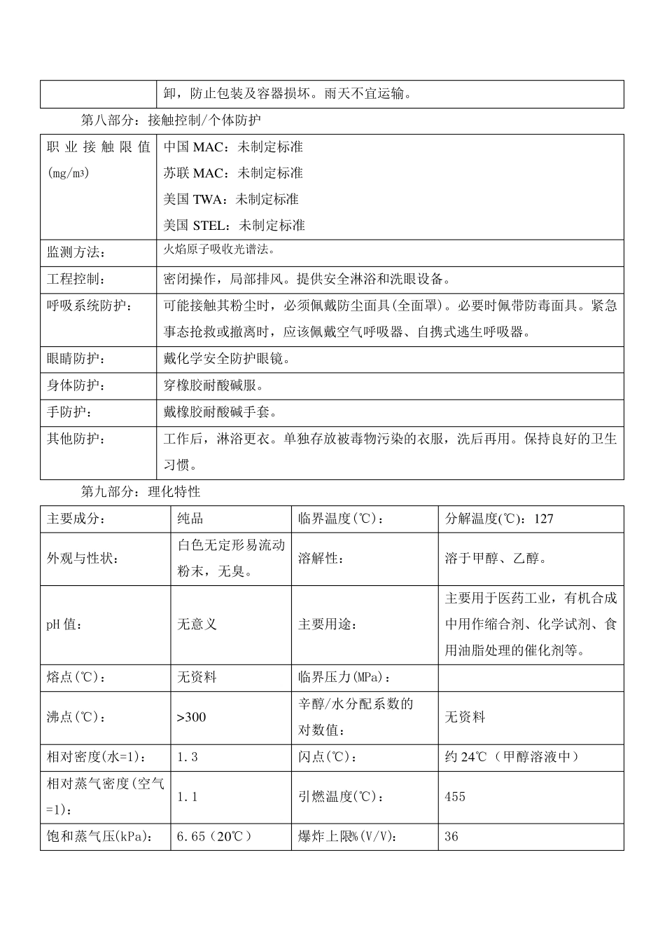 甲醇钠安全技术说明书_第3页