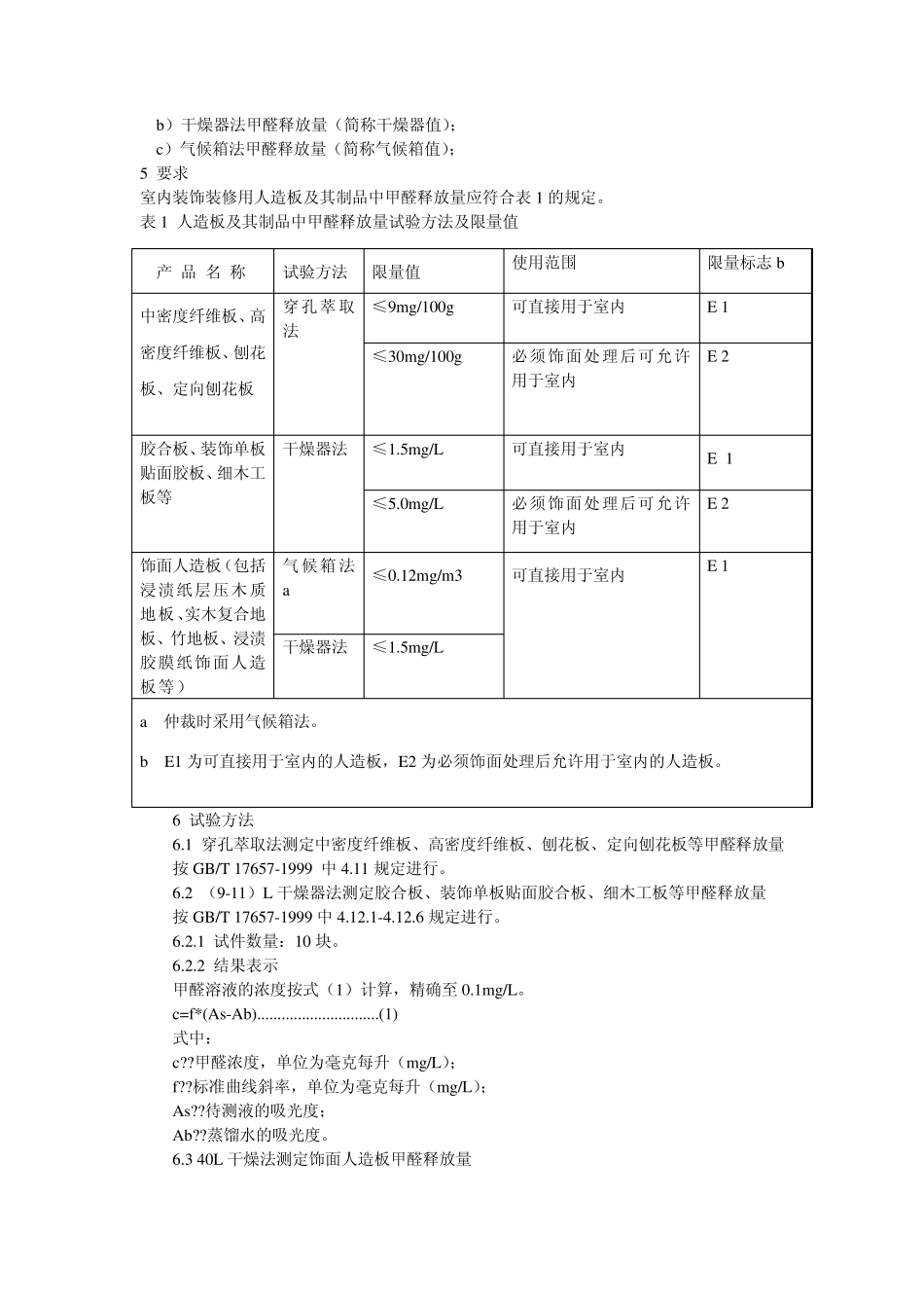 甲醛释放量的指标值、试验方法和检验规则_第2页