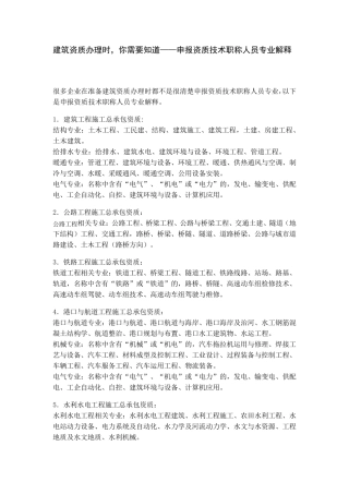 申报资质技术职称人员专业解释