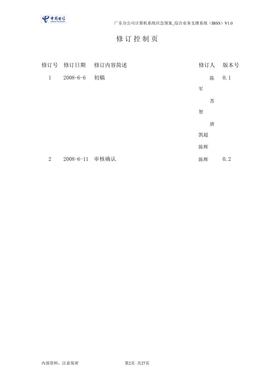 电信xx公司计算机系统应急预案演练方案_综合业务支撑系统(IBSSCRM)_V0.2_第2页
