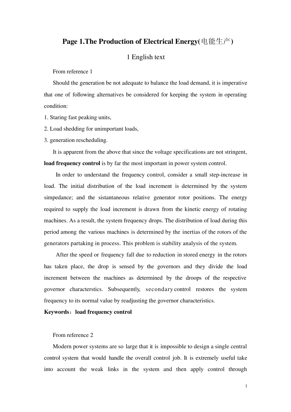 电力专业英语英文文献翻译报告_第1页