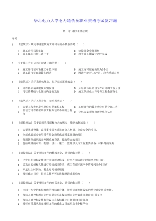 电力工程造价基础题库(华电内部使用1)