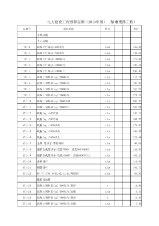 电力建设工程预算定额(2013年版)(输电线路工程)