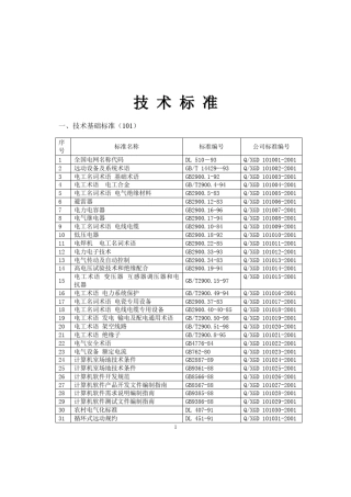 电力技术标准目录