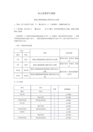 电力电缆规格型号
