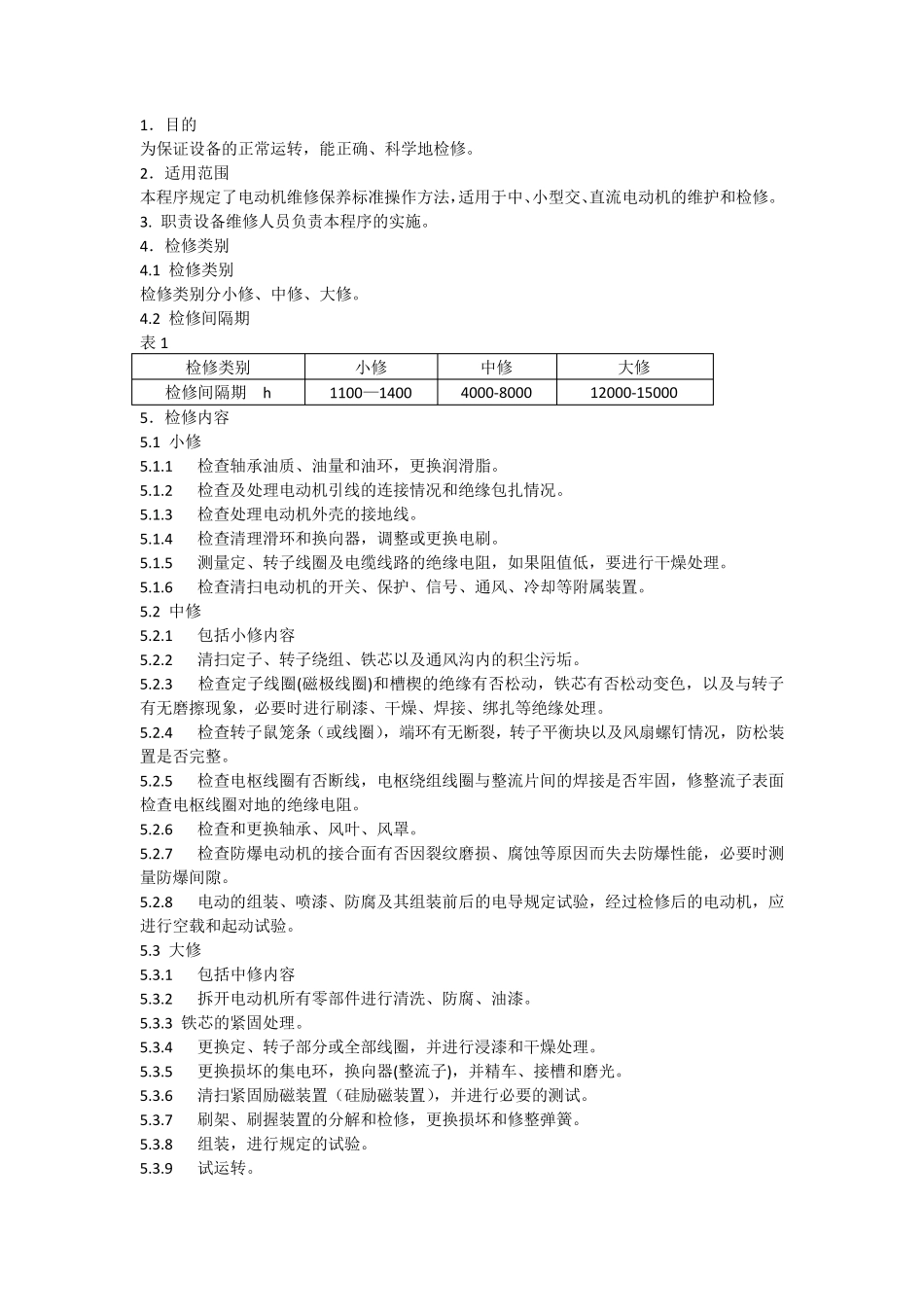 电动机维修保养标准规范_第1页