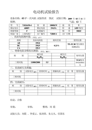 电动机试验报告