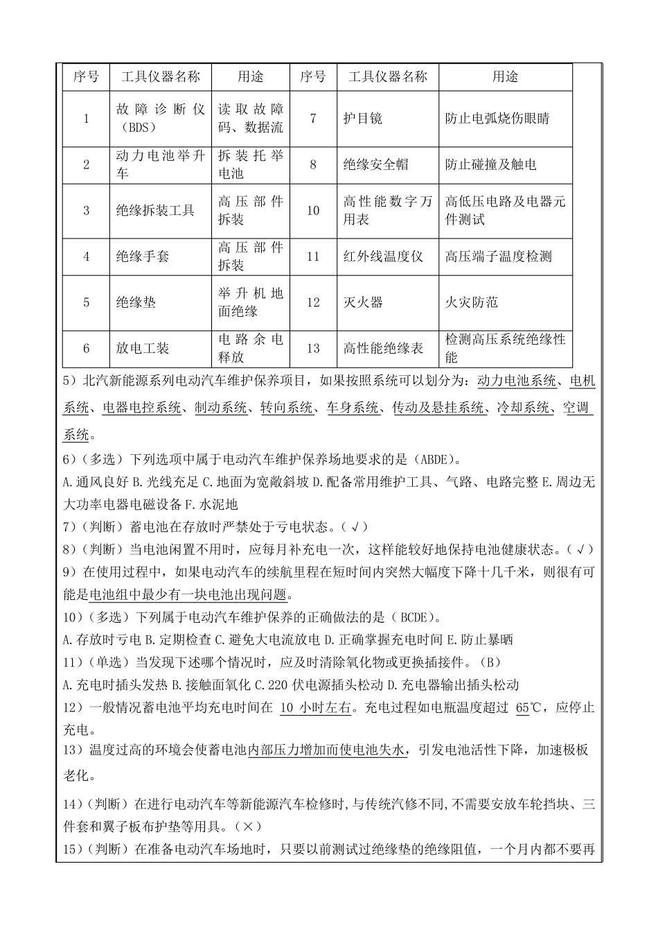电动汽车维护保养实训工单答案_第2页