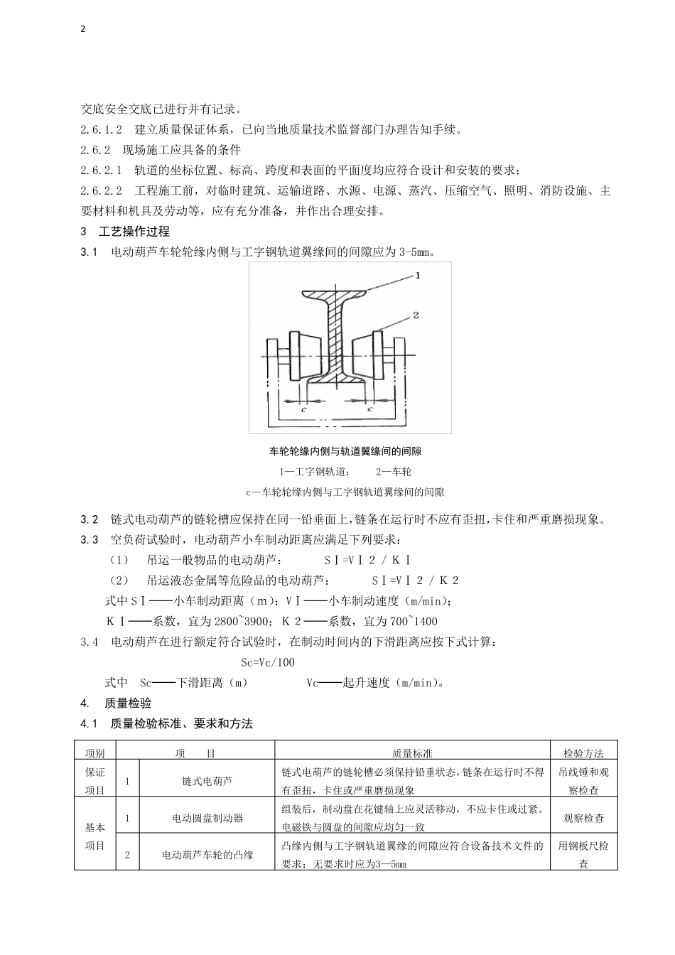 电动葫芦安装施工工艺标准_第2页
