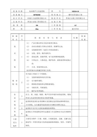电动葫芦门式起重机自检报告