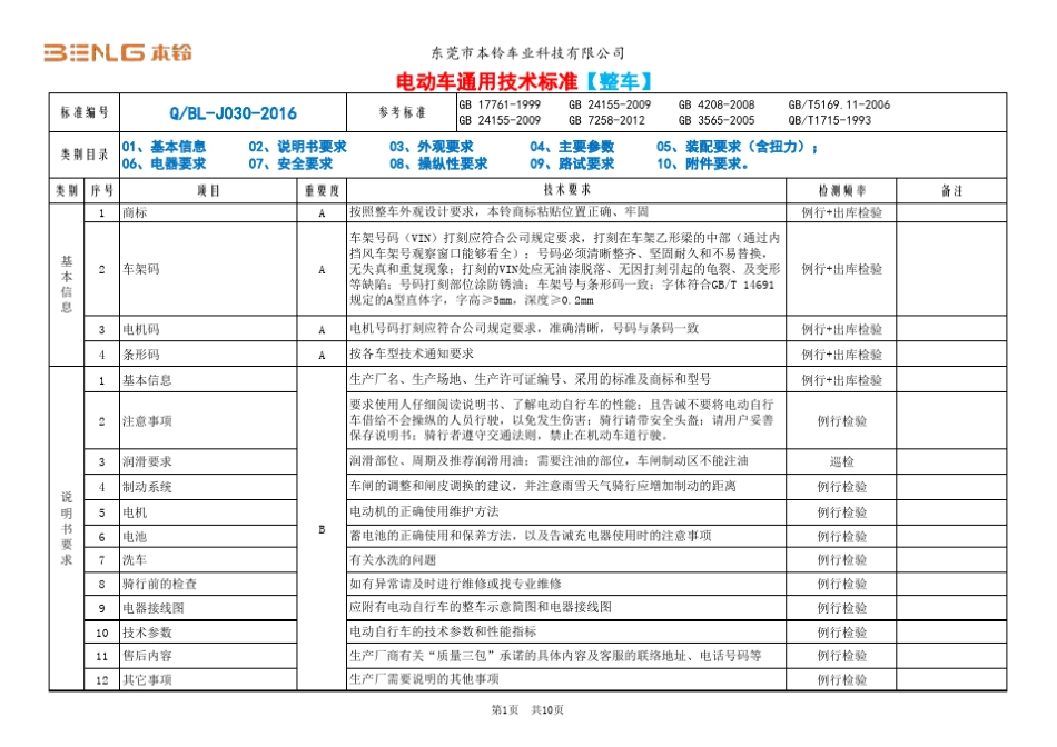 电动车通用技术标准[整车]_第1页