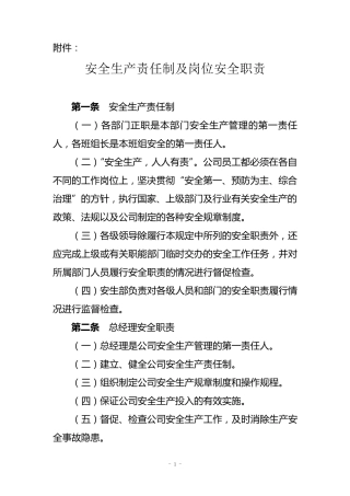 电厂安全生产责任制及岗位职责