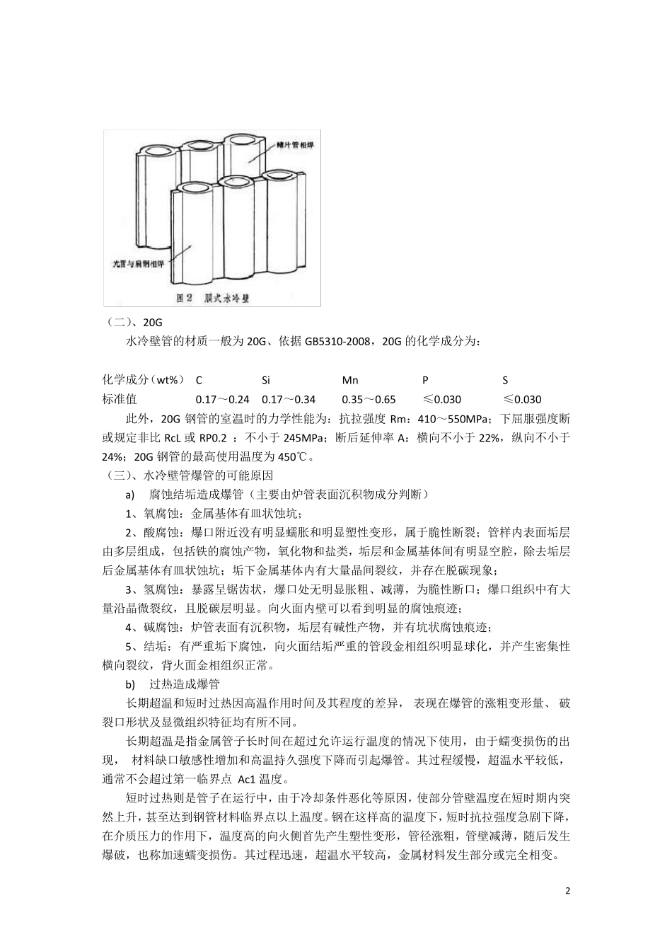 电厂锅炉水冷壁爆管原因分析报告_第2页