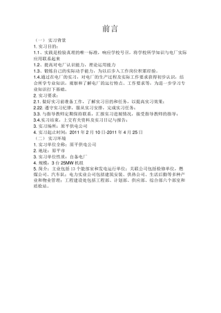 电厂顶岗实习报告2