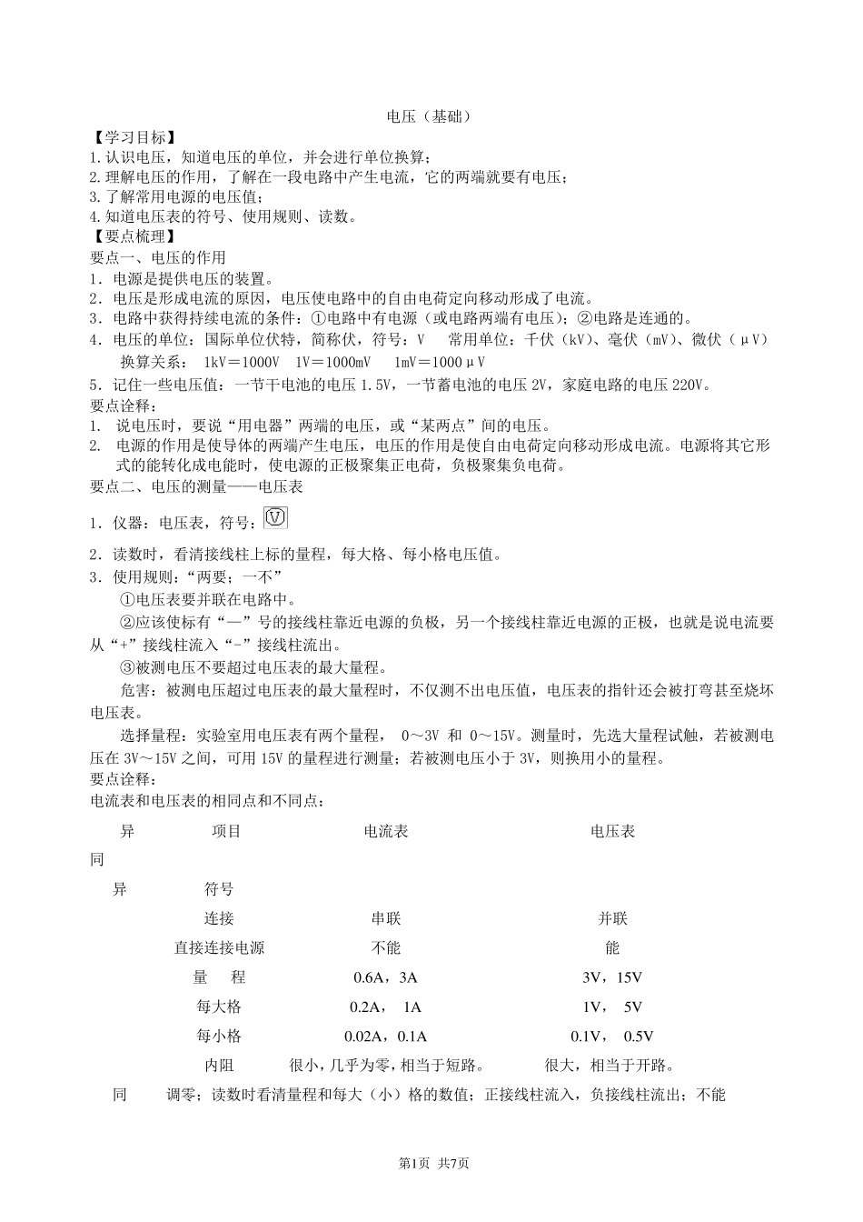 电压(基础)知识讲解_第1页