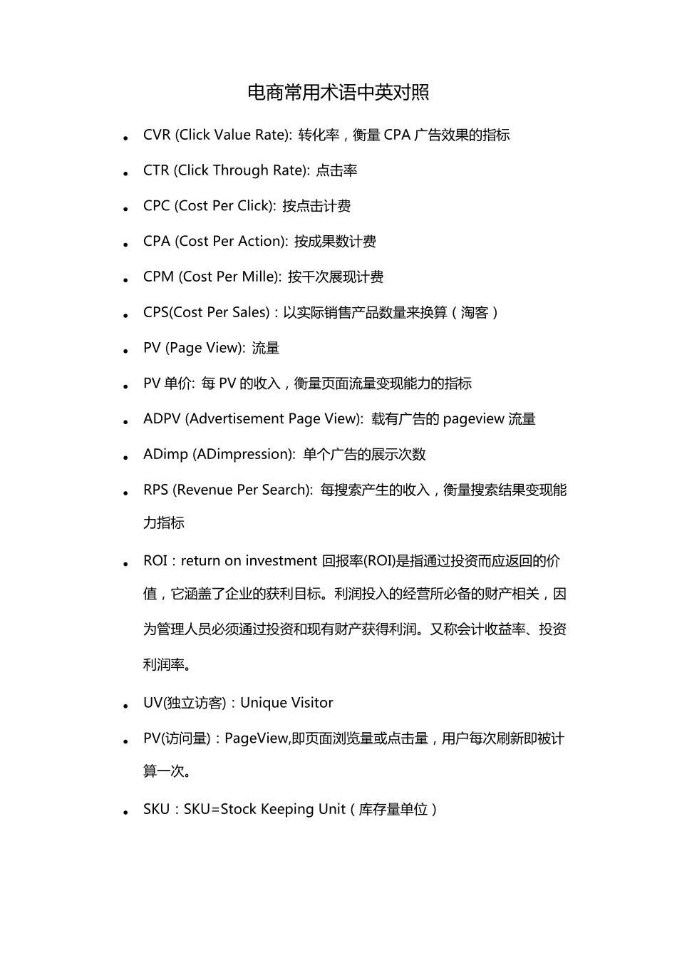 电商专用术语英文版_第1页