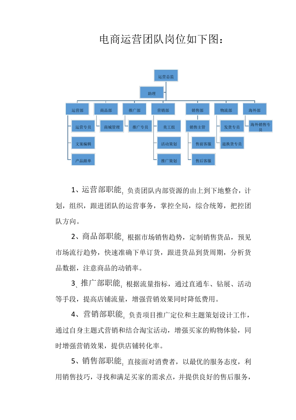 电商运营团队结构图与岗位职责_第1页
