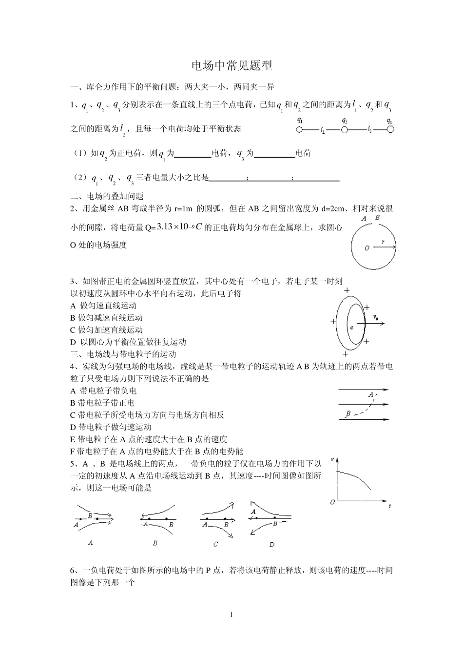 电场中常见题型1_第1页