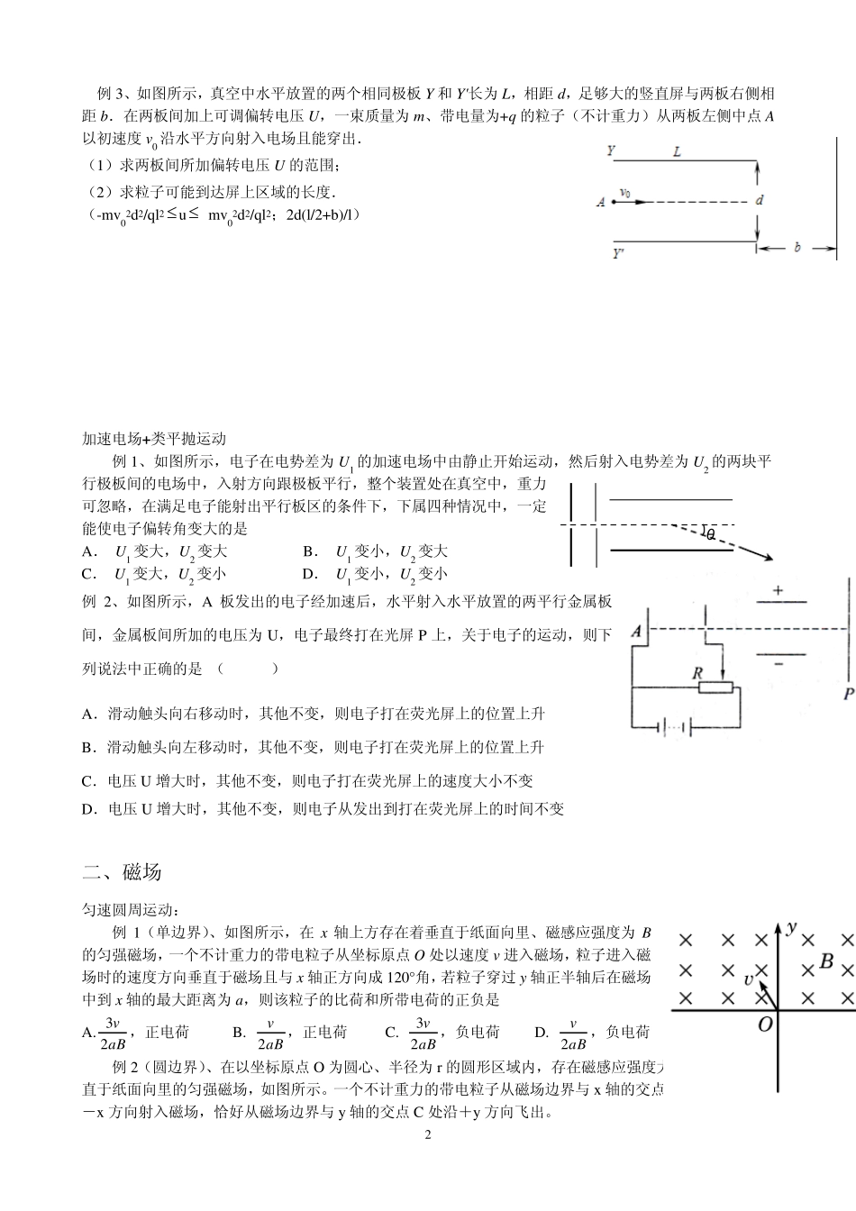 电场磁场例题及练习题_第2页