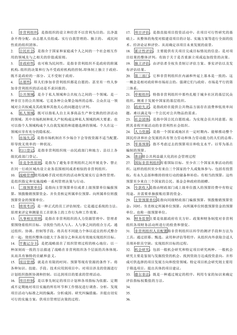 电大2011年行政管理本科《非营利组织管理》复习资料_第1页