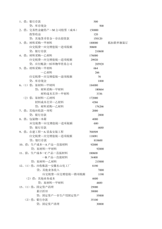 电大会计综合模拟实训答案