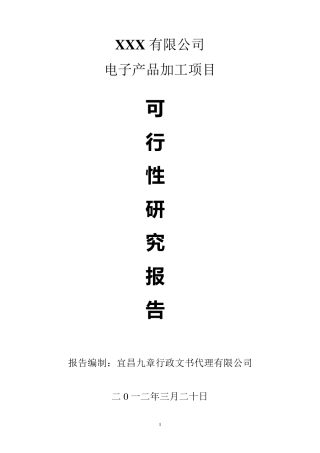 电子产品加工项目可行性分析报告
