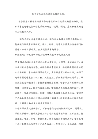 电子信息工程与通信工程的区别