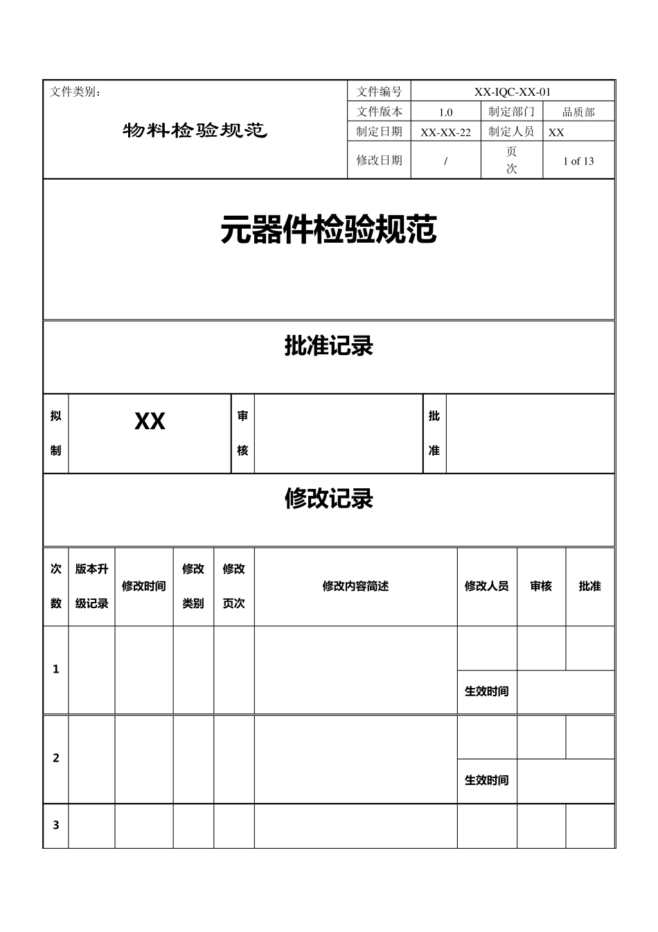电子元器件材料检验规范标准书_第1页