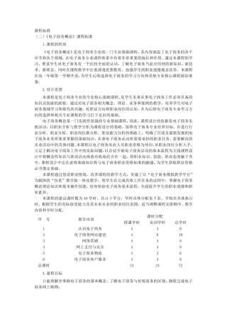电子商务专业课程标准