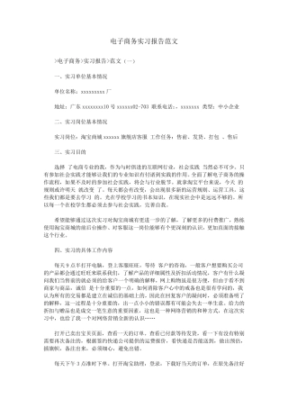 电子商务实习报告范文