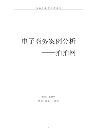 电子商务拍拍网案例分析报告