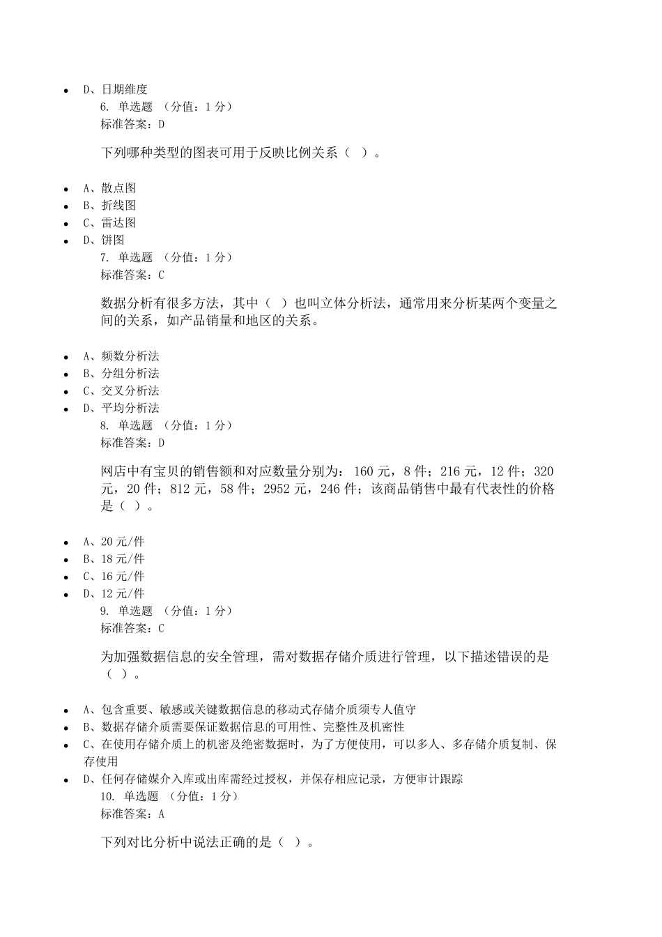 电子商务数据分析期末题库含答案_第2页