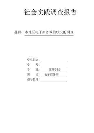 电子商务社会实践调查报告