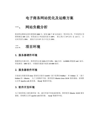 电子商务网站优化及运维方案