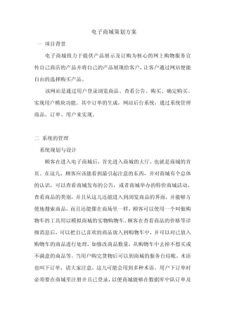 电子商城策划方案